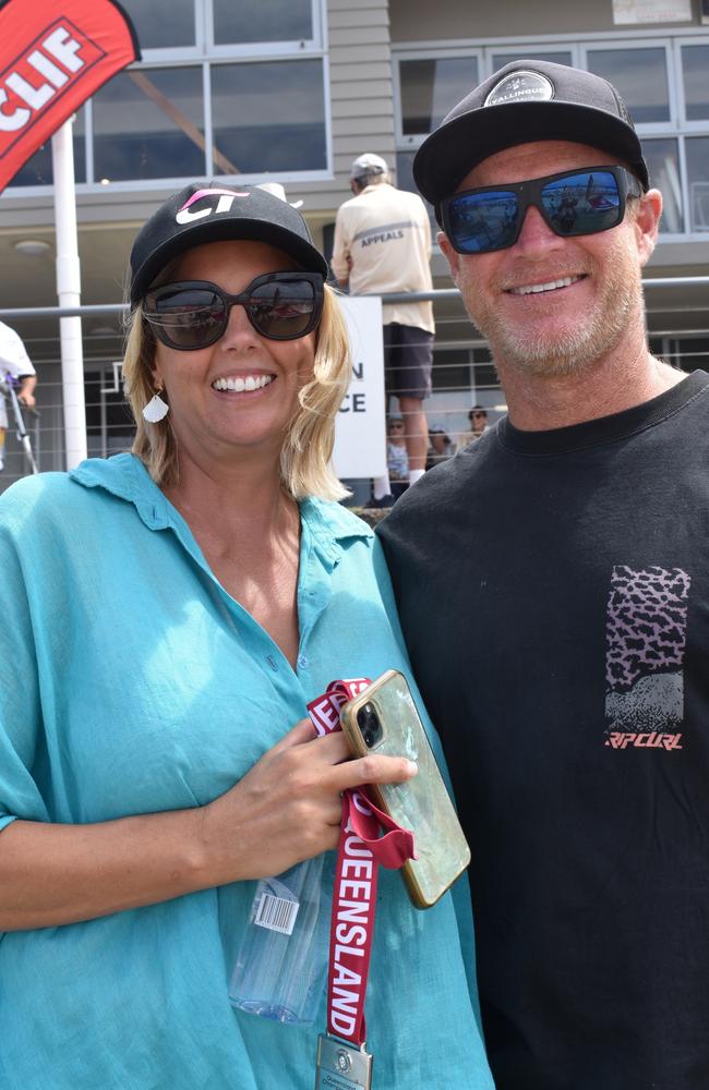 Amanda McClure and Leigth McClure at day two of the Senior and Masters division of the 2023 Queensland Surf Life Saving Championships at Mooloolaba. Photo: Elizabeth Neil