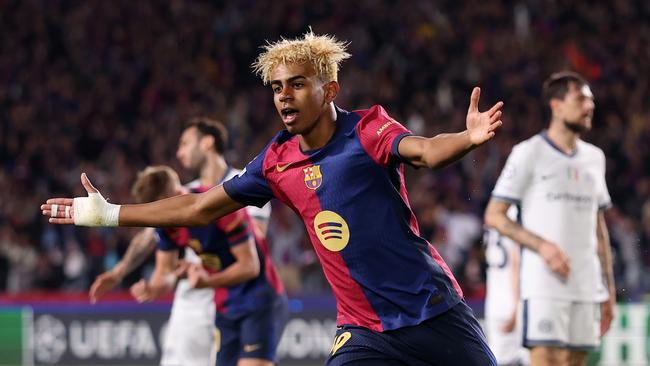 Lamine Yamal starred as Barcelona and Inter Milan played out a 3-3 draw.. (Photo by Carl Recine/Getty Images)