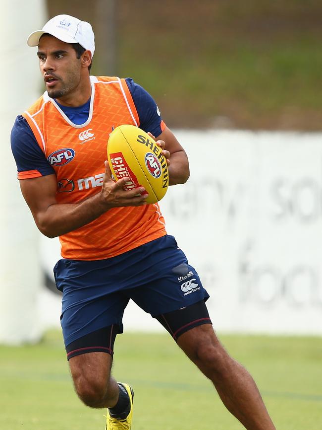 Daniel Wells sporting orange at training. The fashion move attracted the Broncos’ interest. Picture: Getty