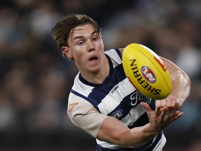 Tanner Bruhn stepped into Geelong’s side and performed well in 2023. Picture: Darrian Traynor