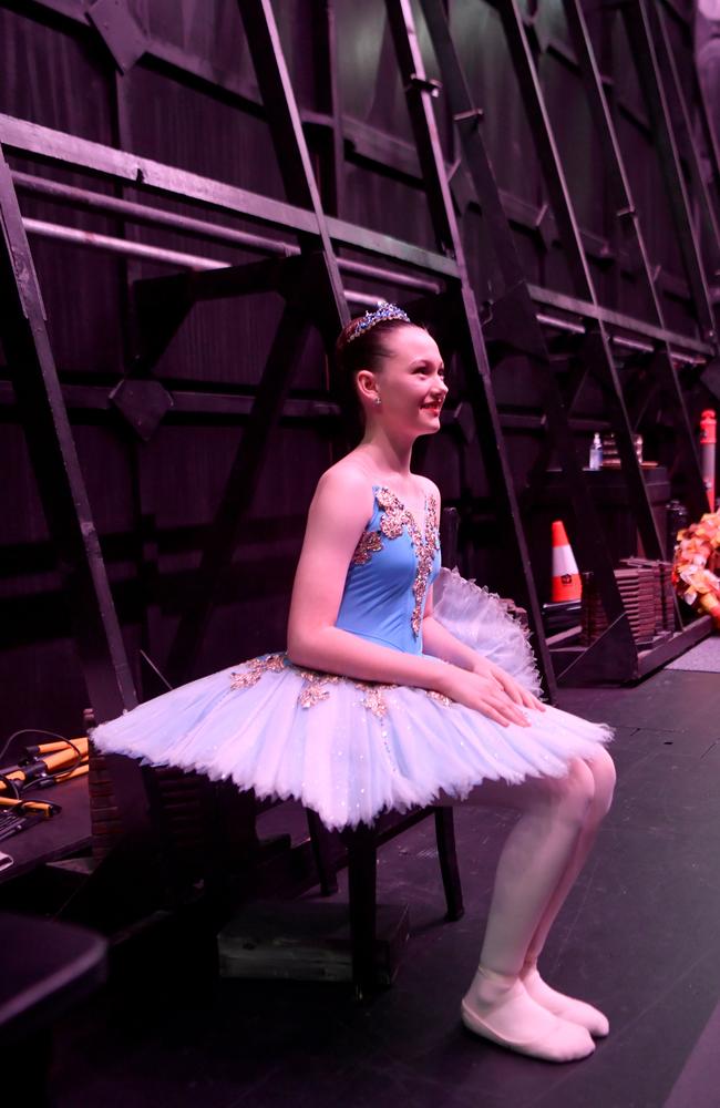 Townsville Eisteddfod 2023. Age 13 Classical Ballet Solo. Lily Bastin-Byrne waits to perform backstage.