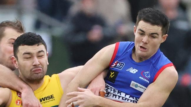 Fletcher Carroll (right) in action for Central Districts this year. He will play for Albury next year. Picture: SANFL Image/David Mariuz