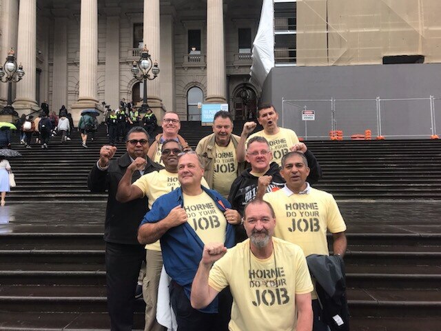 RTBU protesters outside parliament house. Picture: Supplied