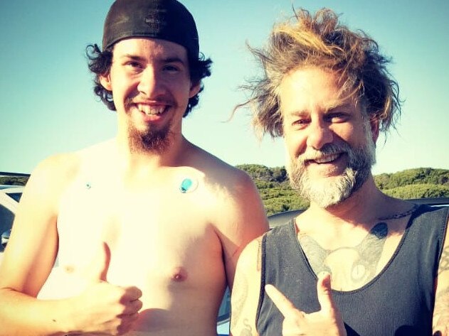 Jed (right) and Chris just after their dramatic ordeal at Gunnamatta beach on christmas Eve. Picture: Supplied