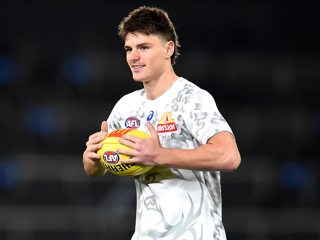 BRISBANE, AUSTRALIA - JUNE 30: Dominic Bedendo of the Bulldogs warms up ahead of the round 16 AFL match between the Brisbane Lions and the Western Bulldogs at The Gabba on June 30, 2022 in Brisbane, Australia. (Photo by Albert Perez/AFL Photos via Getty Images)