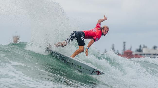 Owen Wright of Australia surfing in Round 2 of the 2020 Sydney Surf Pro at Manly Beach.