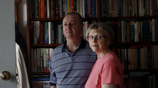 Richard Lawrance and his wife Christine Johnson at their Sydney home on Wednesday. Picture: Nikki Short