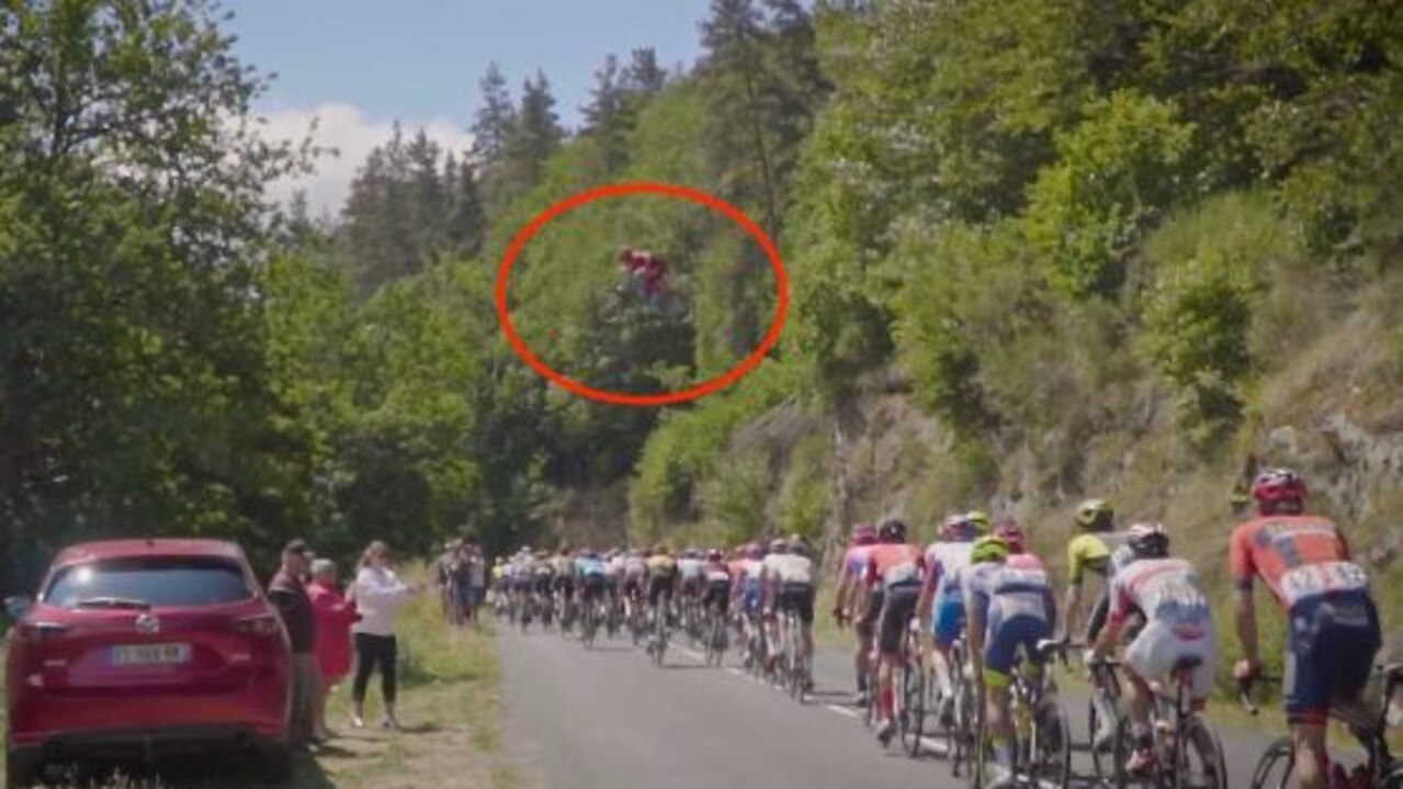 What the jump looked like from the peloton.