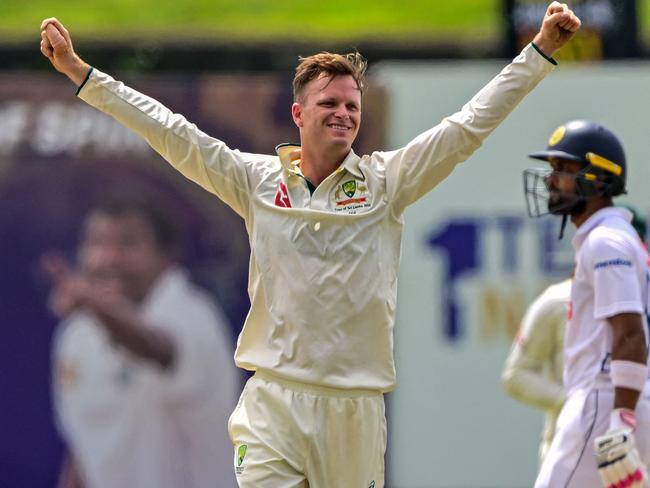 Matthew Kuhnemann took five in Sri Lanka’s first innings. Picture: Ishara S.Kodikara/AFP