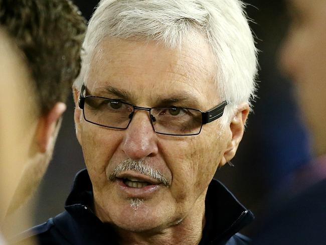 Malthouse was unimpressed by the number of coaches box shots on the SCG big screen. Picture: Wayne Ludbey