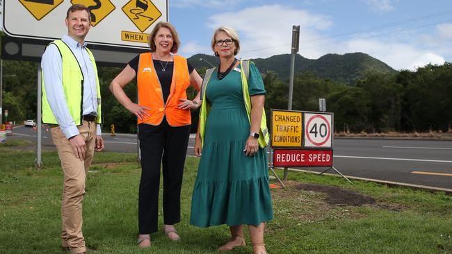 Federal Labor transport spokeswoman Catherine King recently visited Cairns to announce $210 million for the Kuranda Range Road, should it win government on May 21. Labor Candidate for Kennedy Jason Brandon, Labor transport spokeswoman Catherine King and Labor Candidate for Leichhardt Elida Faith walk along the start of the Kuranda Range Road, which is notorious for crashes and road closures. Picture: Brendan Radke