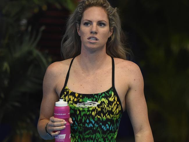 Australian swimmer Emily Seebohm is seen during an Australian training session ahead of the 2018 Pan Pacific Swimming Championships