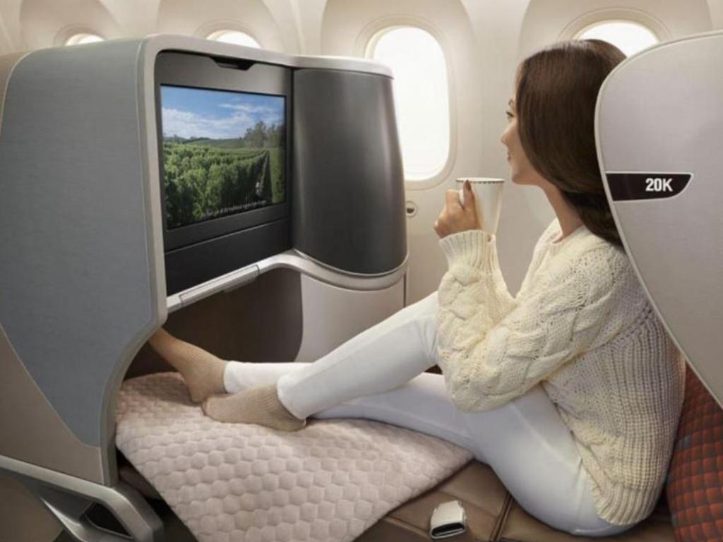 It doesn’t get much more comfortable than this at 30,000 feet. Picture: Singapore Airlines