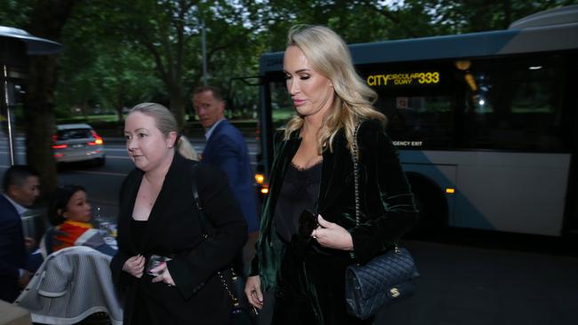 Linda Rogan arrives at Bambini Trust Restaurant &amp; Wine Room in Sydney with her lawyer, Kate MacDonald, to celebrate her court win. Picture: Britta Campion