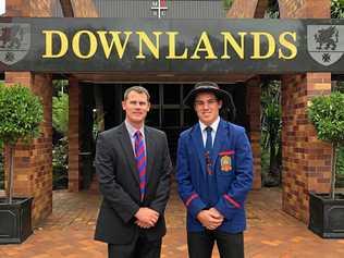 Downlands College head of sport Greg Convery and First XI captain Mac Grealy ahead of Saturday's match against Toowoomba Grammar. Picture: Sean Teuma