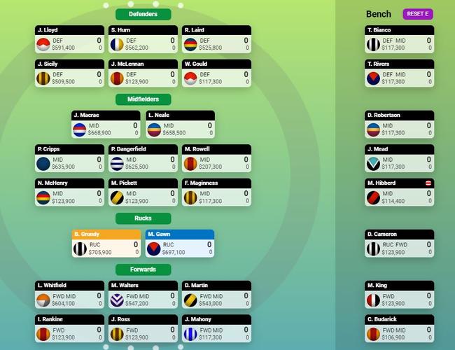 What a guns and rookies SuperCoach team could look like.