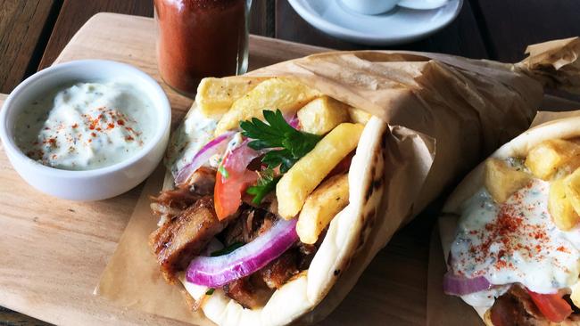 The Souvlucky Country’s gyros pita. Picture: Jenifer Jagielski