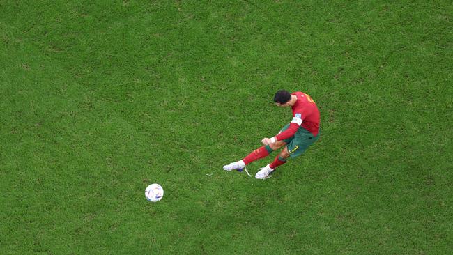 Ronaldo of Portugal takes a free kick.