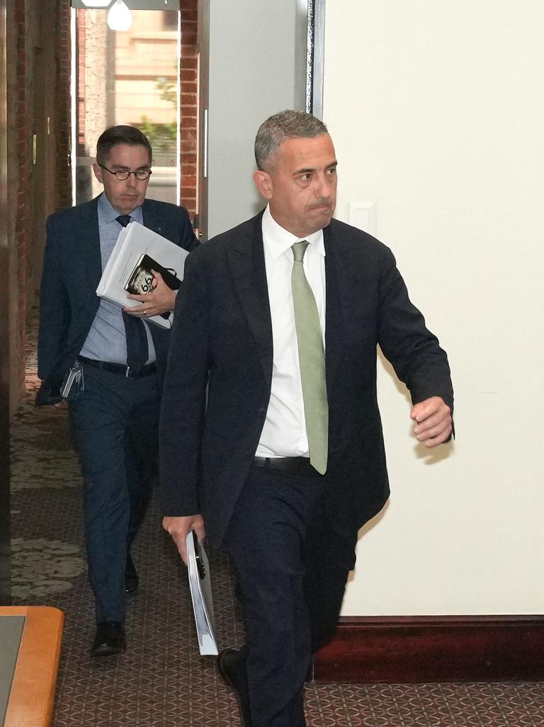 Politicians leaving an emergency meeting at Old Parliament House. The Premier called an emergency meeting. 19 February 2025. Picture: Dean Martin