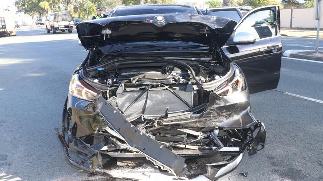 Police alleged Mr Tanner was one of three people involved in breaking into a Runaway Bay home and stealing the keys to this BMW, later found crashed. Picture: QPS