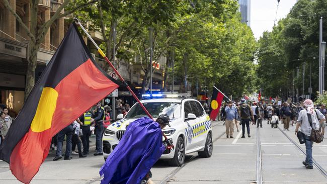 Crowds at an Invasion Day rally on January 26, 2025 in Melbourne. Picture: Getty Images