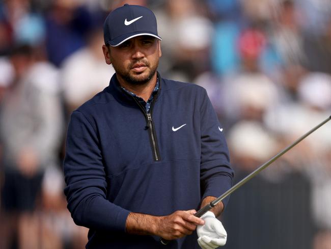 HOYLAKE, ENGLAND - JULY 20: Jason Day of Australia tees off on the 4th hole on Day One of The 151st Open at Royal Liverpool Golf Club on July 20, 2023 in Hoylake, England. (Photo by Jared C. Tilton/Getty Images)