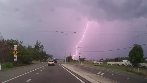 Lightning was captured at Shaw during Monday night's storms. Picture: Peter Nash