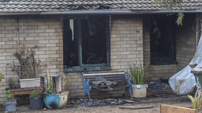 The destroyed unit 13/21 at Nadia Cresent Christies Beach on October 12. Picture Roy VanDerVegt