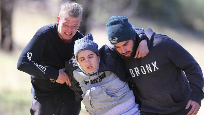 AJ’s mum Kelly Elfalak collapses trying to get to the scene of where her son was found. Picture: NCA NewsWire / Peter Lorimer