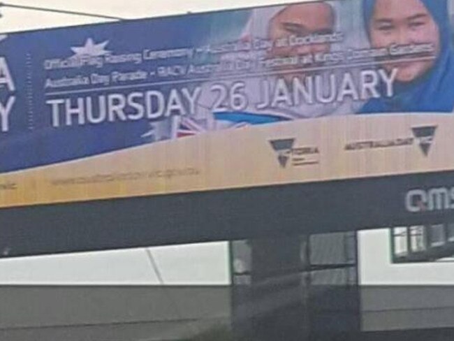 The billboard, in outer Melbourne, was removed after the outdoor advertising company received threats.