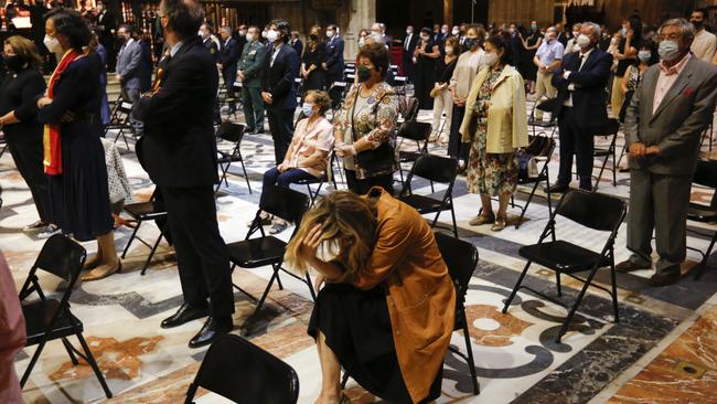 People attend a mass for coronavirus victims in Seville Cathedral on June 4. Picture: Marcelo del Pozo/Getty Images