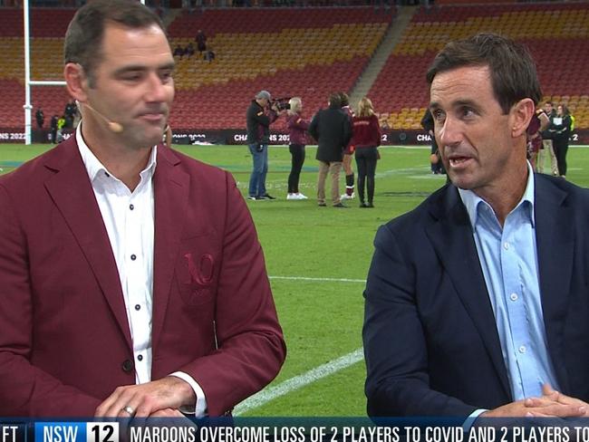 Andrew Johns was ice cold. Photo: Channel 9.