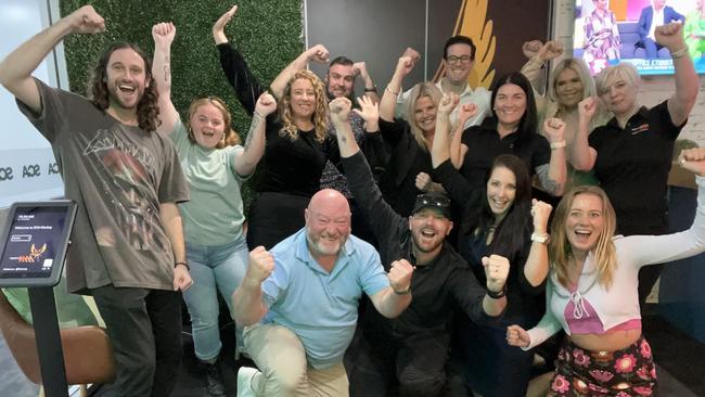 The Jay and Dave Breakfast Show team celebrates XTRA's 2023 radio ratings. Picture: Facebook