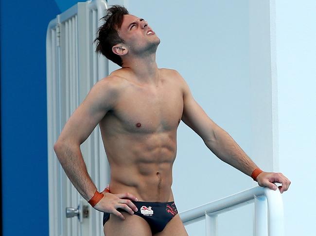 GOLD COAST, AUSTRALIA - APRIL 04:  Tom Daley of England looks on during a diving training session ahead of the 2018 Commonwealth Games on April 4, 2018 in Gold Coast, Australia.  (Photo by Clive Rose/Getty Images)