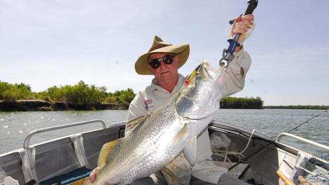Mareeba-based fishing author Dick Eussen with a nice sized barra. Picture: Supplied