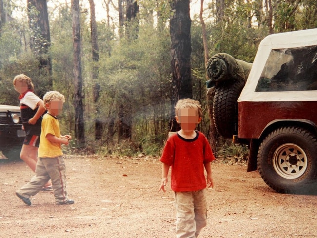Travels: The Colts on tour — Brothers Albert and Karl (middle and right) enjoy a rest stop with cousin Petra (left) just outside Albury. When Karl was removed from his parents he threatened to stab staff with pencils and cut their throats.