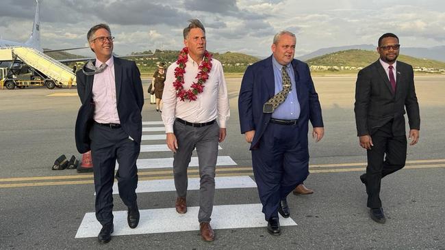 Former Australian High Commissioner to PNG Jonathan Philp, Defence Minister Richard Marles, PNG Foreign Minister Justin Tkatchenko, and his first secretary Tokana Hasavi Jnr.