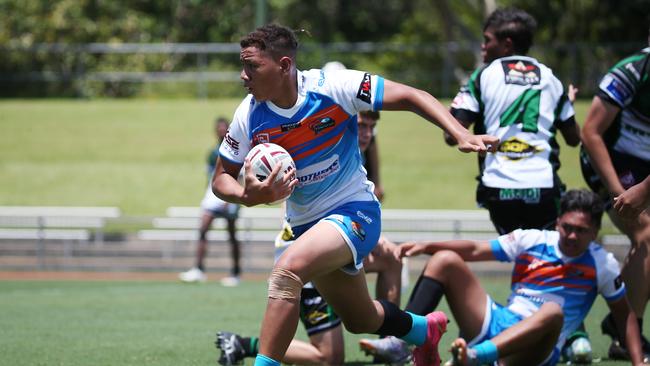 Elsiyah Suavai-Laumatia earlier in his career. He moved to Brisbane, playing with Souths Logan in the Meninga Cup and now attends Ipswich SHS. Picture: Brendan Radke