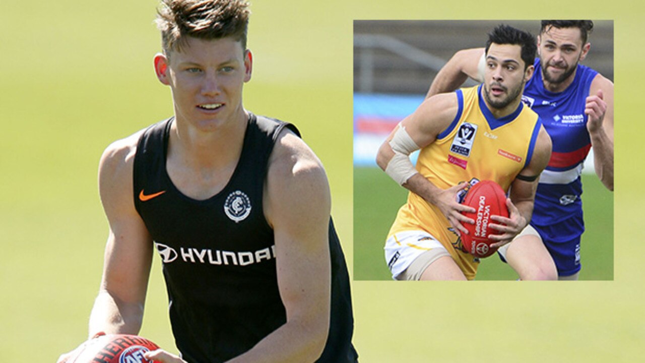 Carlton draft pick Sam Walsh and potential recruit Michael Gibbons.