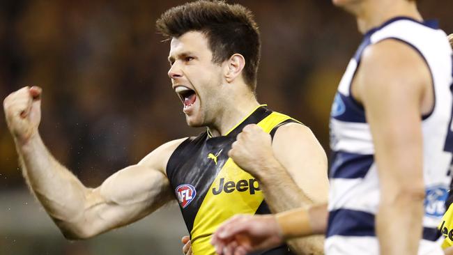 Trent Cotchin stood up and led the Tigers by example. Picture: Michael Klein