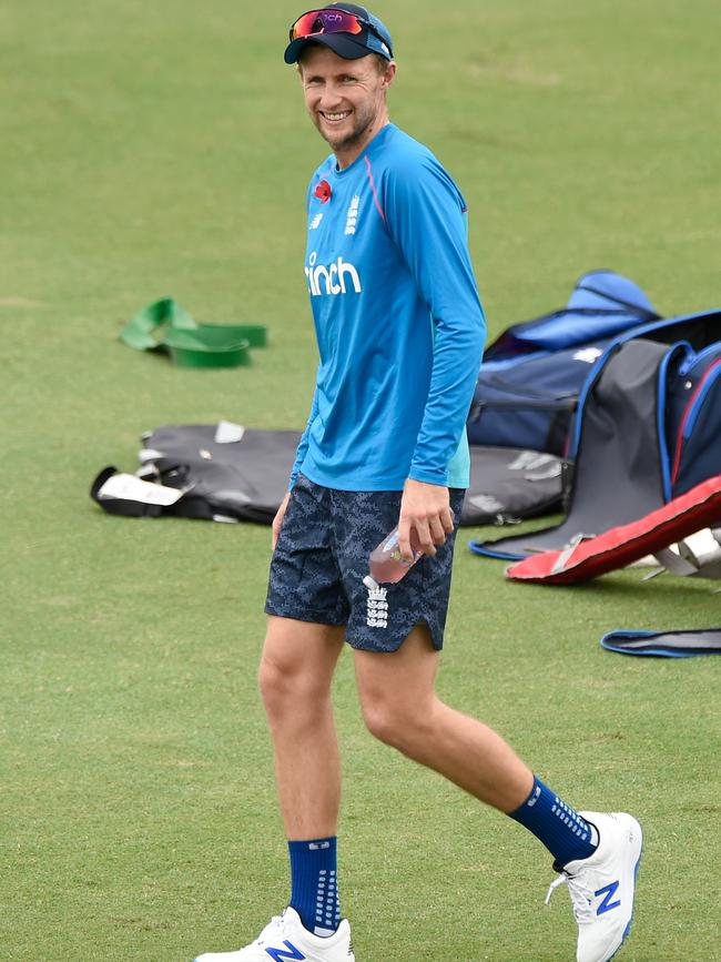 Captain Joe Root trains with England’s Ashes squad at Metricon Stadium on the Gold Coast. Picture: Getty Images