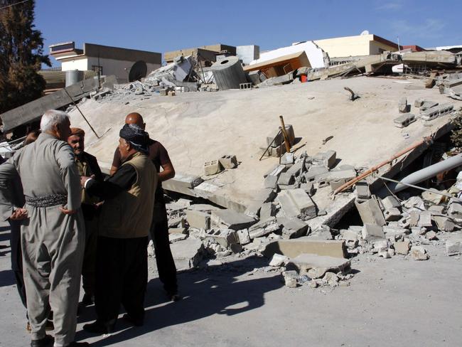 The aftermath of an earthquake in the mountainous town of Darbandikhan in Iraqi Kurdistan. Picture: AFP/Shawn Mohammed