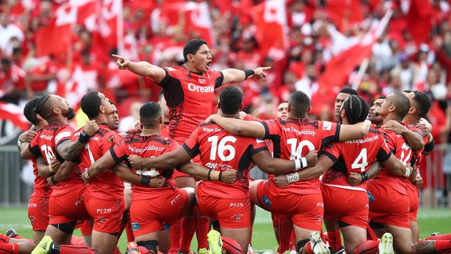 Jason Taumalolo leads Tonga‘s cultural challenge during the 2017 Rugby League World Cup.