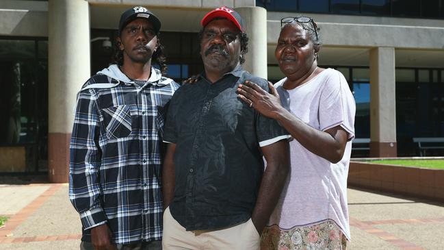 Thompson George, 17, with his parents Terence George and Weenie George travelled from Doomadgee to Cairns for the coroner's inquest into premature deaths in the indigenous community through Rheumatic Heart Disease. Picture: Brendan Radke