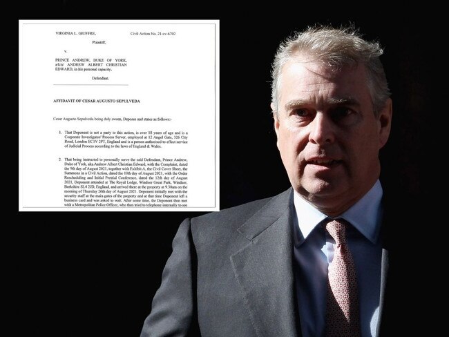 Prince Andrew served court papers