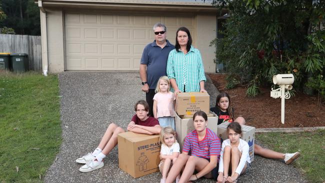 The Chaplain family can't find a house big enough to rent and have to move as landlords are selling. Picture: Glenn Hampson