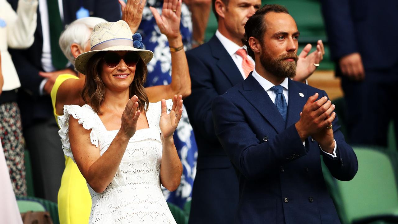 Pippa at a Wimbledon match with her brother James in July