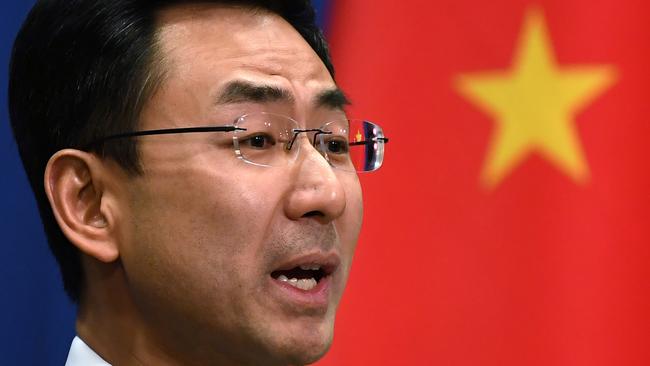 Chinese Foreign Ministry spokesman Geng Shuang last month in Beijing. He says the Morrison government should ‘follow the international community’s collective will for cooperation’. Picture: AFP