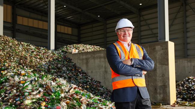 Orora CEO Brian Lowe at the company's $25m recycling facility near Gawler. Picture: Andre Castellucci