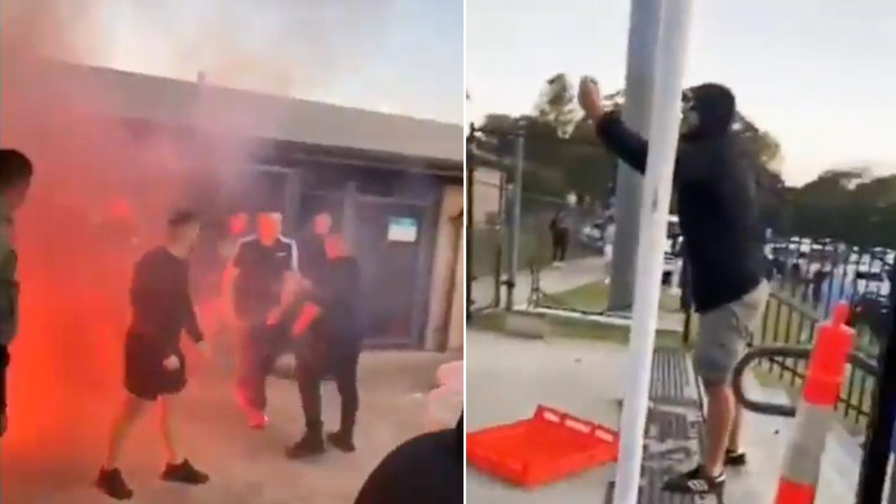 Fans during brawl at Sydney football match.